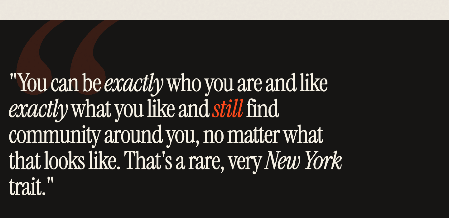 Big italic quote on a dark panel: 'You can be exactly who you are…'